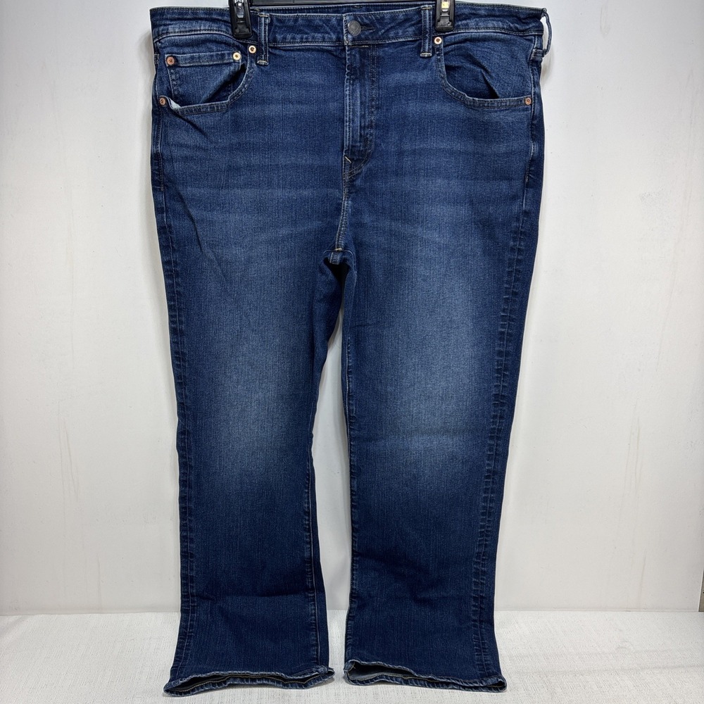 American‎ Eagle Original Boot Jeans Mens 40x32 Dark Blue Denim Pants Whiskered
